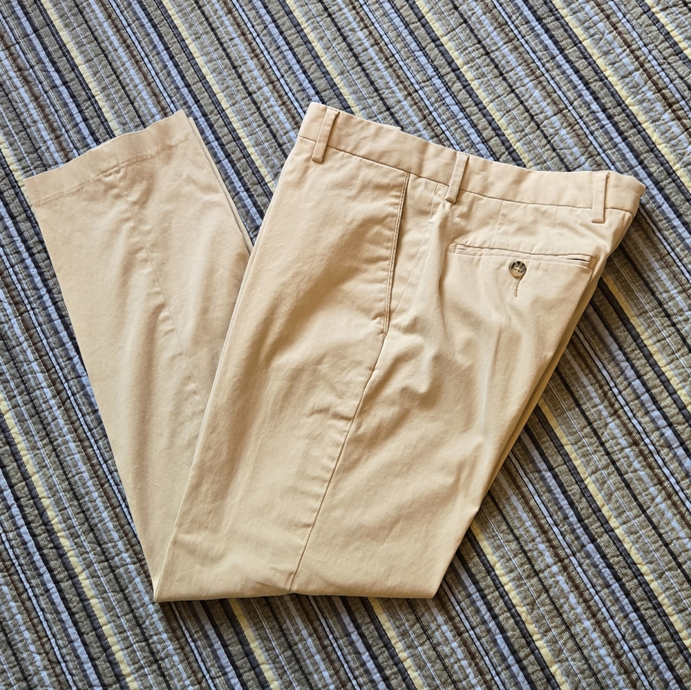Black Brown 1826 "Jack" Cream Colored Flat Front Chinos